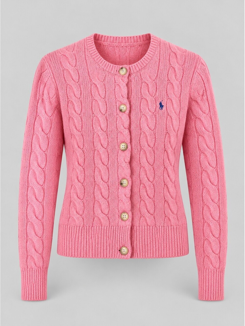 Polo Ralph Lauren Wool Cashmere Cable Knit Cardigan Pink Size S